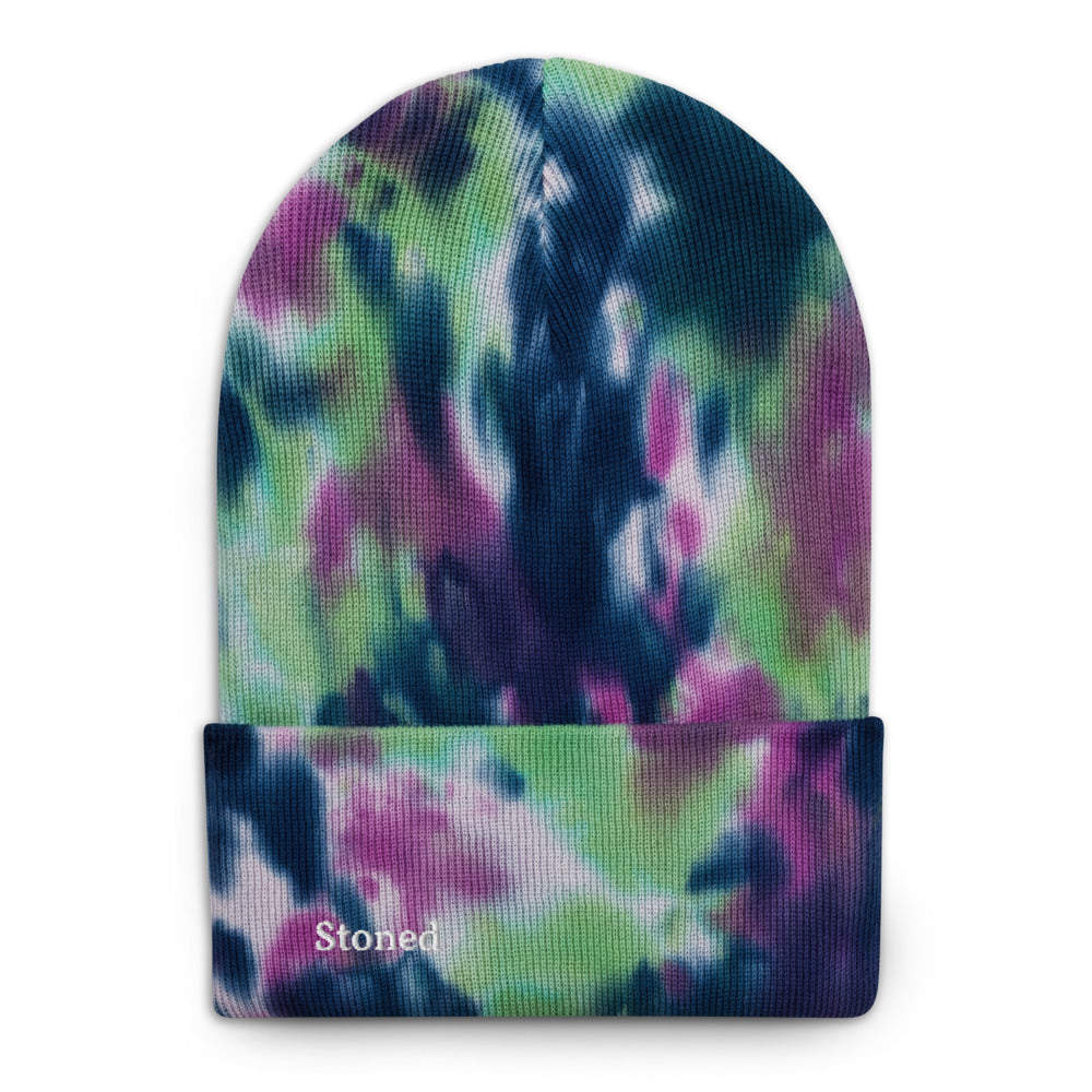 Stoned Blue Green Purple Tie-dye Beanie