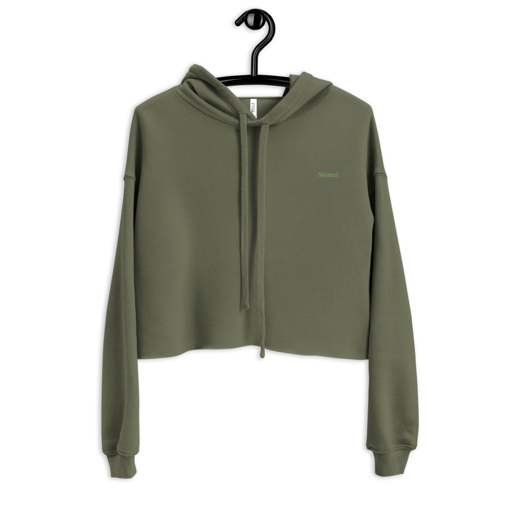 Stoned Green Crop Hoodie